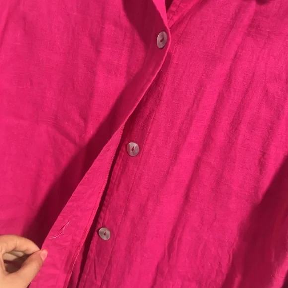 Hot pink linen blend two piece set, size S but fits like m or even large